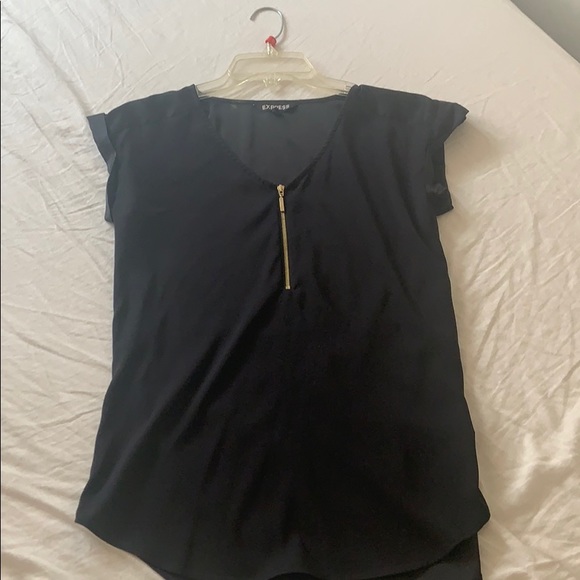 Express Tops - Black half zip express blouse